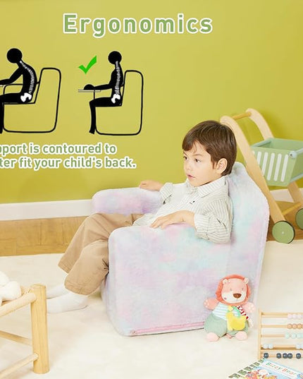 Toddler First Chair, Baby Chairs Comfy Toddler for Boys and Girls for Ages 18 Months and Up, Fits Any Decor (light-colored tie-dye) - LeafyLoom