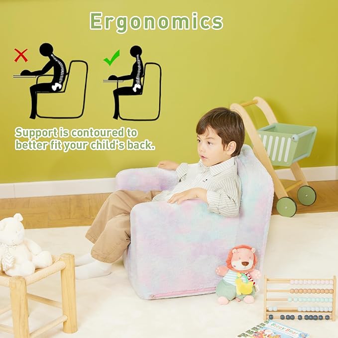 Toddler First Chair, Baby Chairs Comfy Toddler for Boys and Girls for Ages 18 Months and Up, Fits Any Decor (light-colored tie-dye) - LeafyLoom