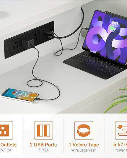 Computer Desk with 2 Fabric Drawers - Reversible Home Office Desk with Power Outlet & LED Lights, 53" Writing Desk with Monitor Stand & Storage Shelves, Gaming Desk Study Table with Pegboard, White - LeafyLoom