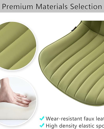 YOUNIKE Armless Office Chair Swivel Desk Chair with Wheels Upholstered Leather Task Computer Chair Adjustable Modern Rolling Gaming Chair Avocado Green Vanity Chair - LeafyLoom