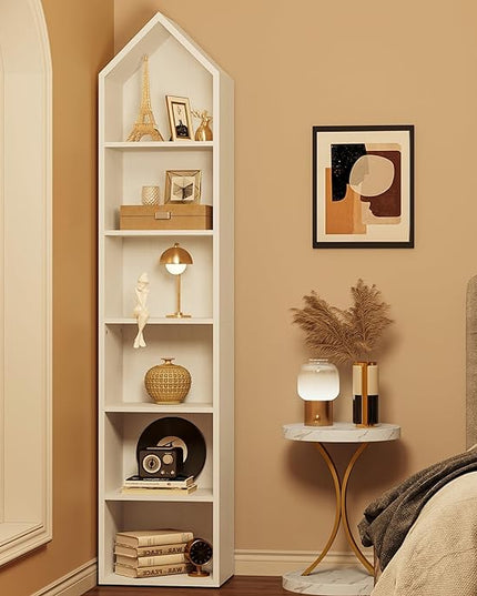 YITAHOME 73" Tall Narrow Bookshelf, Modern Open 5 Tier Bookcase, Wooden Shelf Stand for Small Spaces, Display Shelving Storage Rack for Bedroom, Living Room, Home Office, White - LeafyLoom