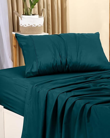 Utopia Bedding Twin Bed Sheets Set - 3 Piece Bedding - Brushed Microfiber - Shrinkage and Fade Resistant - Easy Care (Twin, Teal) - LeafyLoom