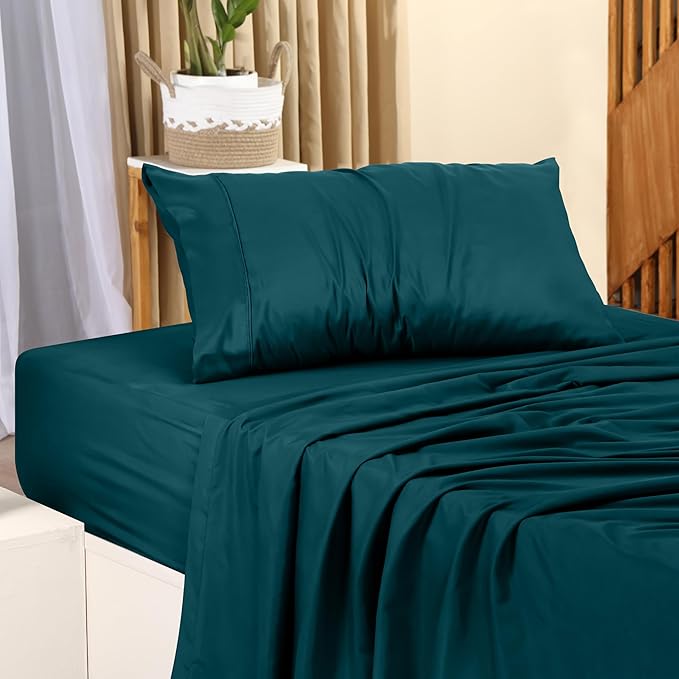 Utopia Bedding Twin Bed Sheets Set - 3 Piece Bedding - Brushed Microfiber - Shrinkage and Fade Resistant - Easy Care (Twin, Teal) - LeafyLoom