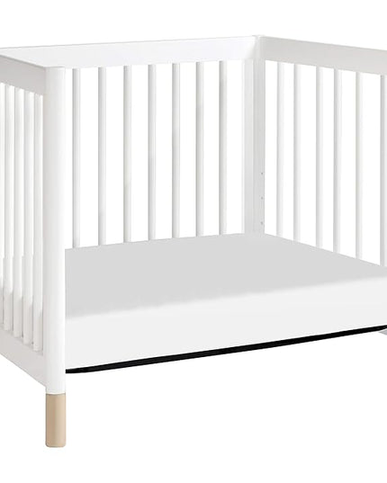 Babyletto Gelato 4-in-1 Convertible Mini Crib in White and Washed Natural, Greenguard Gold Certified - LeafyLoom