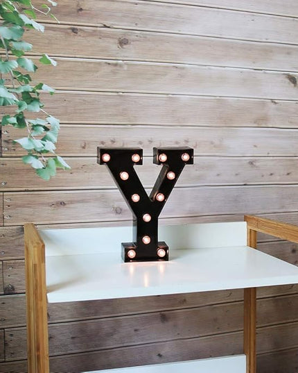Light Up Black Alphabet Marquee Letters Sign LED Marquee Number Lights Sign for Night Light Home Bar Christmas Lamp Birthday Party Wedding Decorations Y - LeafyLoom