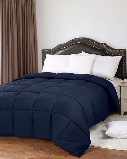 Utopia Bedding All Season 250 GSM Comforter - Soft Down Alternative Comforter - Plush Siliconized Fiberfill Duvet Insert - Box Stitched (King/Cal King, Navy) - LeafyLoom
