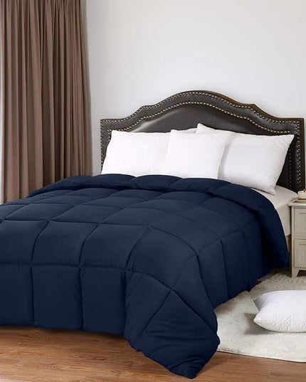 Utopia Bedding All Season 250 GSM Comforter - Plush Siliconized Fiberfill Comforters Queen Size - Box Stitched (Full/Queen, Navy) - LeafyLoom