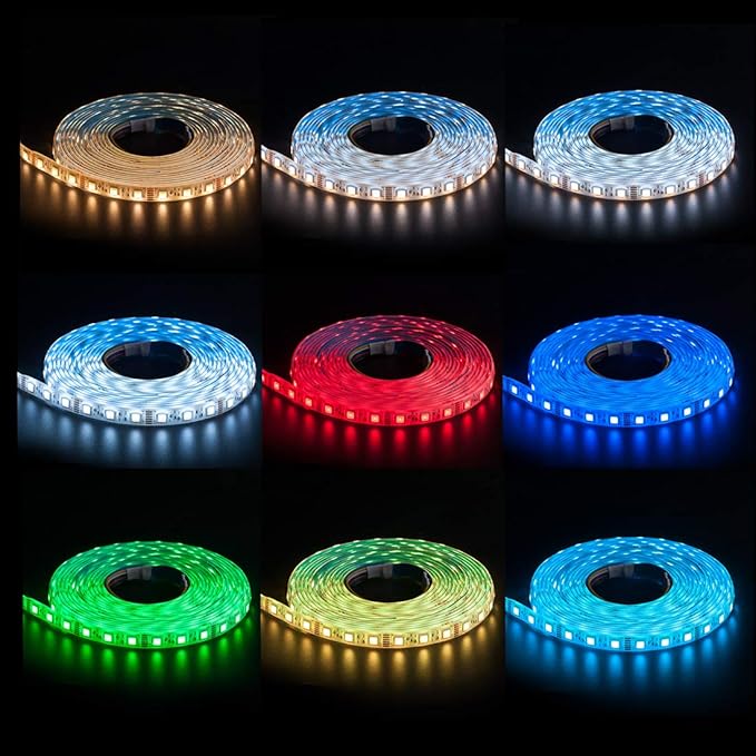 BTF-LIGHTING RGBCCT 5 Colors in 1 LED Tape Lights 5050SMD RGBWW RGB+Dimmable Color Temperature 2700K-6500K 16.4ft 96LED/m 480LED IP30 DC24V Black PCB for Home Decoration(No Adapter or Controller) BTF-LIGHTING