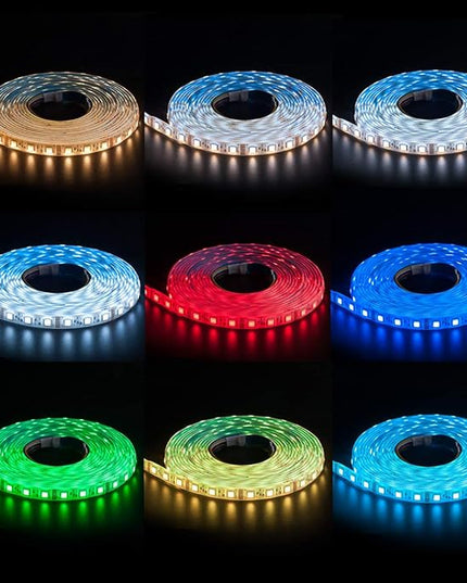 BTF-LIGHTING RGBCCT 5 Colors in 1 LED Tape Lights 5050SMD RGBWW RGB+Dimmable Color Temperature 2700K-6500K 16.4ft 96LED/m 480LED IP65 DC12V Black PCB for Home Decoration(No Adapter or Controller) BTF-LIGHTING