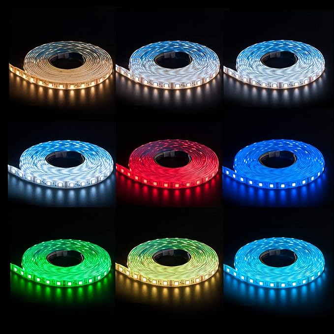 BTF-LIGHTING RGBCCT 5 Colors in 1 LED Tape Lights 5050SMD RGBWW RGB+Dimmable Color Temperature 2700K-6500K 16.4ft 96LED/m 480LED IP65 DC12V Black PCB for Home Decoration(No Adapter or Controller) BTF-LIGHTING