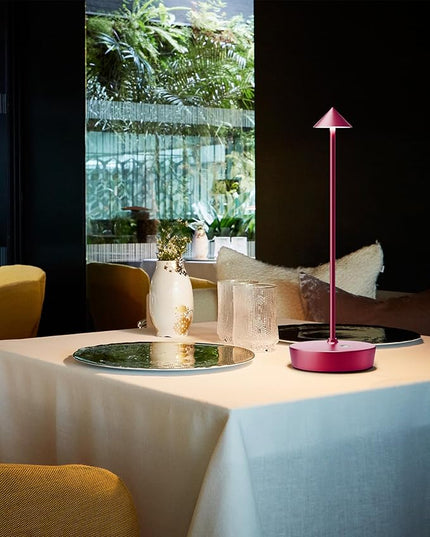 Cordless Table Lamps Rechargeable, 6000mAh Battery Operated LED Desk Lamp Outdoor Waterproof Portable Touch Dimmable Table Night Light for Patio Restaurant Dining Home Set of 2 Red - LeafyLoom