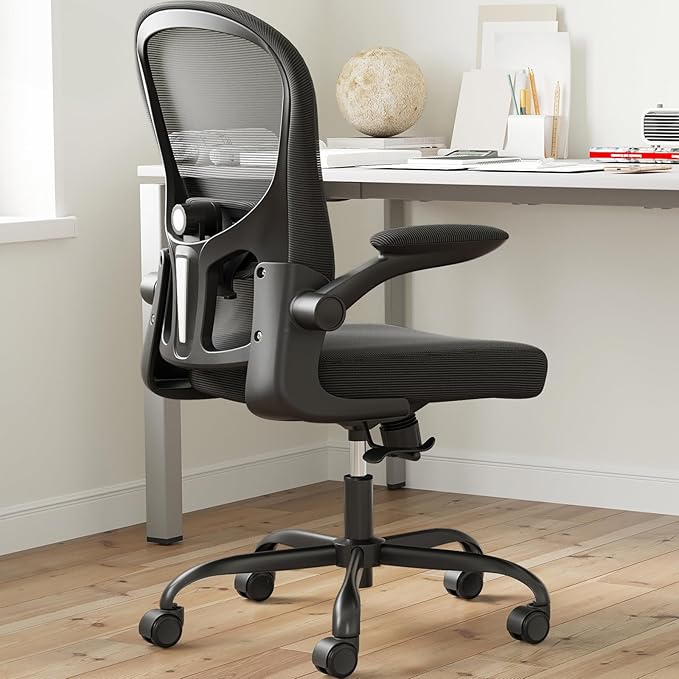 Home Office Chair with Lumbar Support, Ergonomic Design Desk Chair,Recline Feature,Height Adjustable,Space Saving,Black - LeafyLoom