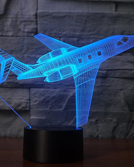Creatively 3D Plane Lights LED Airplane Night Light, YKLWORLD 3D Aero Plane Illusion Table Lamp with 7 Colors and USB Powered, Best Bedroom Decor Toys Gifts for Kids Children Birthday - LeafyLoom