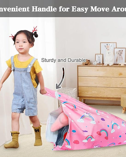 Jorbest Unicorns Stuffed Animal Storage Bean Bag Chair for Kids and Adults, Unicorns Rainbow Bean Bag Stuffed Animal Storage, Luxury Velvet Stuffie Seat - Cover ONLY (200L/52 Gal, Rainbow) - LeafyLoom