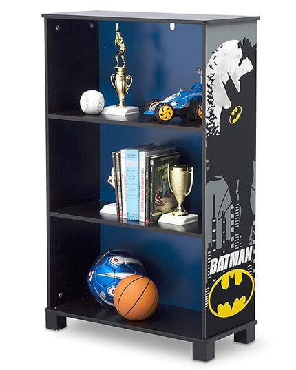 Delta Children Deluxe 3-Shelf Bookcase - Ideal for Books, Homeschooling & More, DC Comics Batman - Greenguard Gold Certified, Decor - LeafyLoom