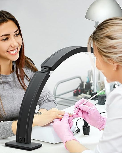 MYSWEETY Foldable Half Moon Nail Desk Lamp, 29.5'' 48W Lash Light Led Nail Tech Lamp for Desk, Tattoo Light Table Lamp for Estheticians, Lash Eyelash Extension, Eyebrows, Facial, Beauty - LeafyLoom