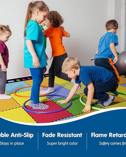 Booooom Jackson Ultra Thick Nylon Classroom Rug Elementary,13'x7'7'' Large Classroom Carpet Preschool Seating Rug for School, Colorful Classroom Rug for Class with 0.5'' Non-Slip Backing - LeafyLoom