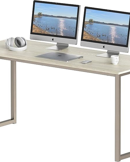 SHW Home Office 55-Inch Computer Desk, 24" Deep, Maple - LeafyLoom
