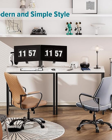 SINPAID Small Computer Desk 31.5 inches Desk for Small Spaces Sturdy Home Office Desk Modern Gaming Desk Study Writing Laptop Table, White Desk - LeafyLoom