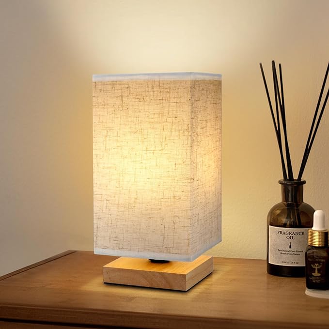 Table Lamp for Bedroom - Small Beside Touch Lamps for Night Stands Home Office - Minimalist Design Warm Light Mini Boho Lamp - Fits in Kids,Living,Nursey Room,College Dorm - Awesome Gift Choice - LeafyLoom