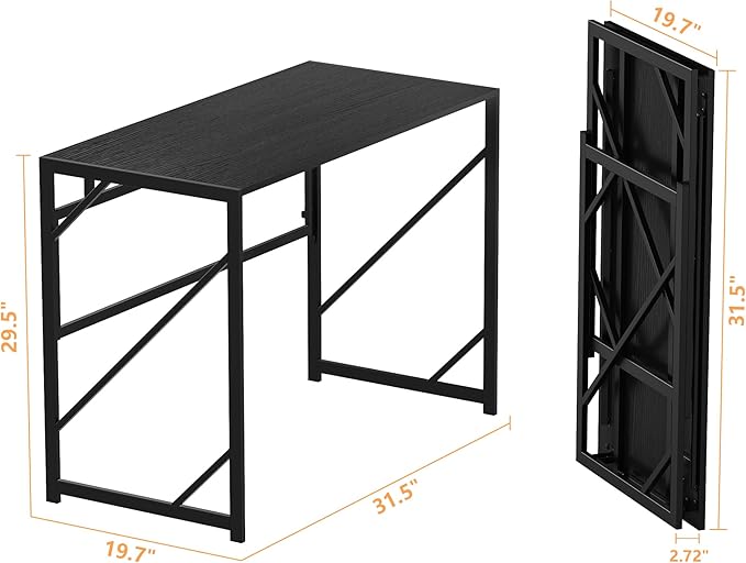 Elephance Folding Desk Writing Computer Desk for Home Office, No-Assembly Study Office Desk Foldable Table for Small Spaces - LeafyLoom