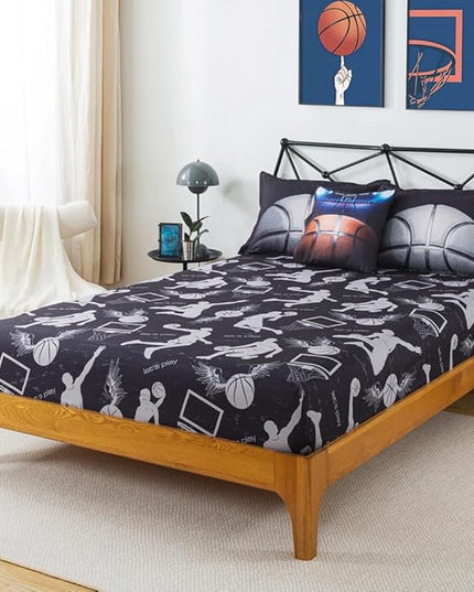 ADASMILE A & S Basketball Comforter Twin for Boys Basketball Bedding Twin for Kids Basketball Sports Comforter with Basketball Sheets 6 Pieces Bed in A Bag Comforter Twin for Boys Teens Sports Bed Set - LeafyLoom