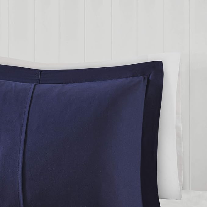 Madison Park Essentials Parkston Plaid Comforter, Matching Sham, 3M Scotchguard Stain Release Cover, Hypoallergenic All Season Bedding-Set, King/California King, Navy, 3 Piece - LeafyLoom