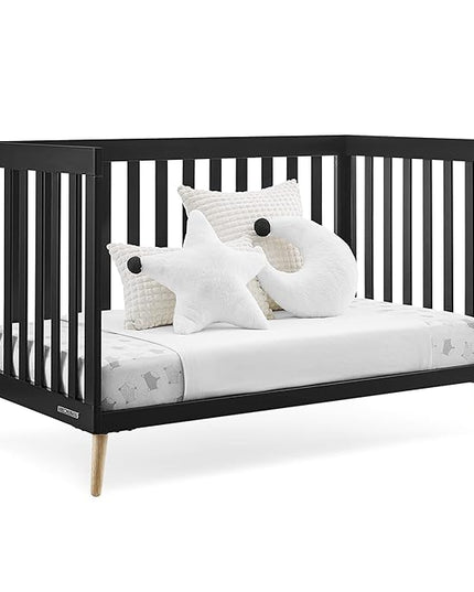 Delta Children Essex 4-in-1 Convertible Baby Crib, Ebony with Natural Legs - LeafyLoom