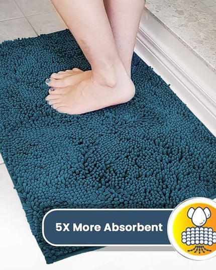 Muddy Mat® Original Dog Door Mat for Muddy Paws, Super Absorbent Microfiber, Non-Slip Washable Pet Rug, Quick Dry Chenille Entryway Carpet, Machine Washable Indoor Outdoor mat, Atlantic Blue 24"x96" MuddyMat