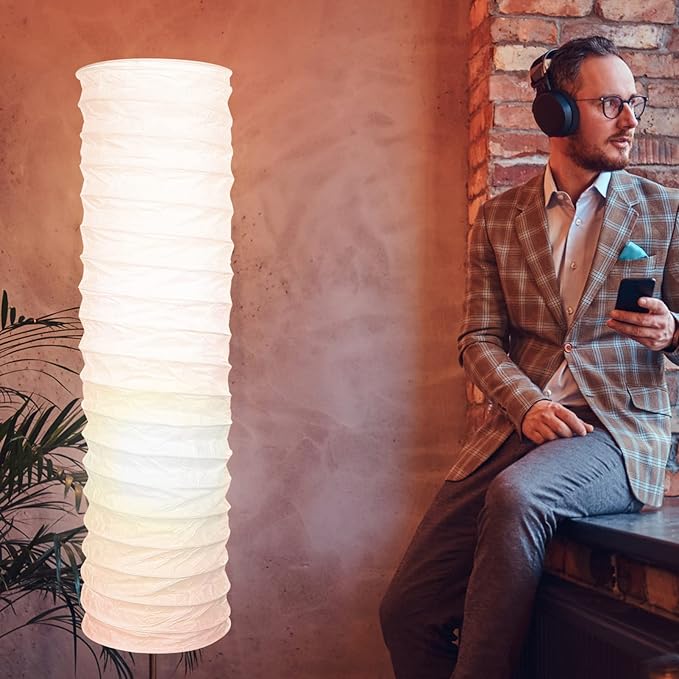 STOBOK Paper Floor Lamp Shades Light Japanese Style Standing Lamp Table Light Cover Barrel Chandelier Protector for Living Room Home Hotel - LeafyLoom
