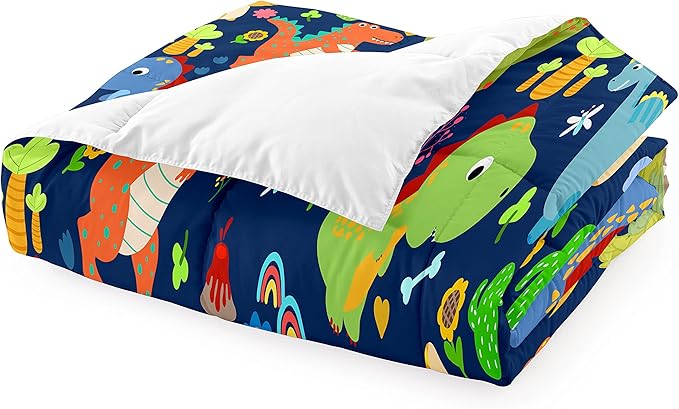 Dinosaur Bedding Twin - Dinosaur Comforter Set Twin for Boys Bedroom Dinosaur Twin Bedding Set Blue Green Boys Room Decor Kids Twin Dinosaur Bedding Set, Twin (1 Comforter 1 Pillowcase) - LeafyLoom