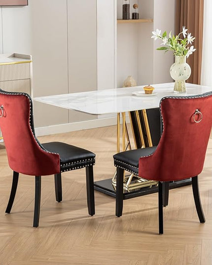 NicBex Haerin-SD-00108-LWJ Dining Chairs, 25.5"x19.7"x37.5", Black and Burgundy - LeafyLoom