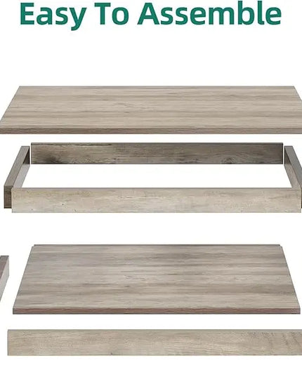 YITAHOME Coffee Table Farmhouse Coffee Table with Storage Rustic Wood Cocktail Table,Square Coffee Table for Living Meeting Room with Half Open Storage Compartment, Rustic Grey - LeafyLoom