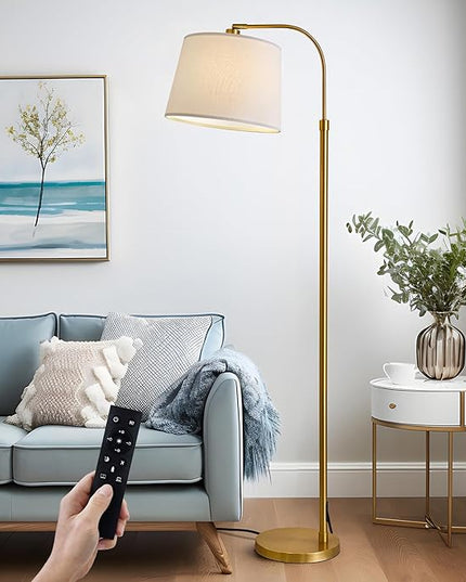 Oneach 62" Gold Floor Lamp for Living Rooms Tall Arc Standing Lamps with remote Bedrooms Industrial Corner Nursery Girls Kid Vintage Mid-Century Modern Reading Light Office(Bulb Included) - LeafyLoom