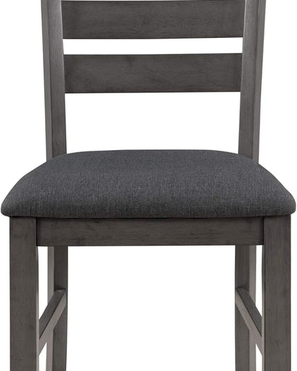 Dining Set for 6-Farmhouse Rustic Style Rectangular Wood Table, 4 Chairs, 1 Bench with Padded Cushion-Gray Finish - LeafyLoom