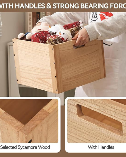 KIRIGEN Stackable Wood Storage Cube/Basket/Bins Organizer for Home Books Clothes Toy Modular Open Cubby Storage System - Office Bookcase Closet Shelves F26-NA - LeafyLoom