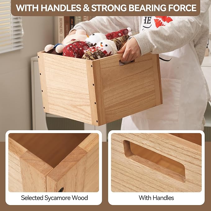 KIRIGEN Stackable Wood Storage Cube/Basket/Bins Organizer for Home Books Clothes Toy Modular Open Cubby Storage System - Office Bookcase Closet Shelves F26-NA - LeafyLoom
