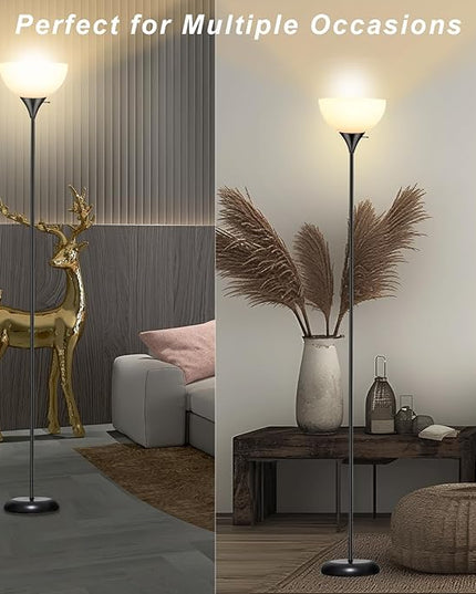 Standing Lamp, Led Floor Lamps for Living Room, Drop-resistant White Lampshade, Rotary Switch, Industrial Metal Tall Lamp for Living Room Bedroom Study Office kid’s room - LeafyLoom