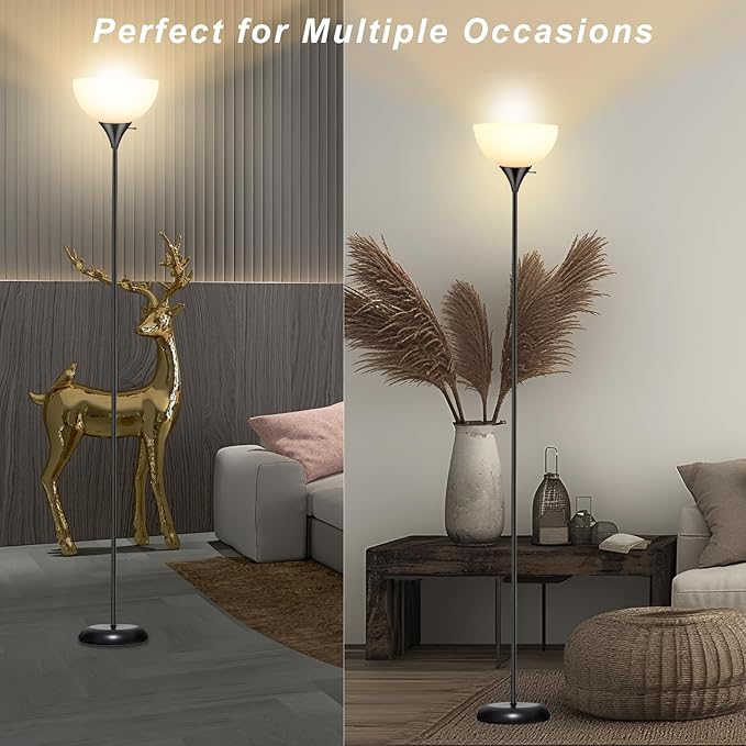 Standing Lamp, Led Floor Lamps for Living Room, Drop-resistant White Lampshade, Rotary Switch, Industrial Metal Tall Lamp for Living Room Bedroom Study Office kid’s room - LeafyLoom