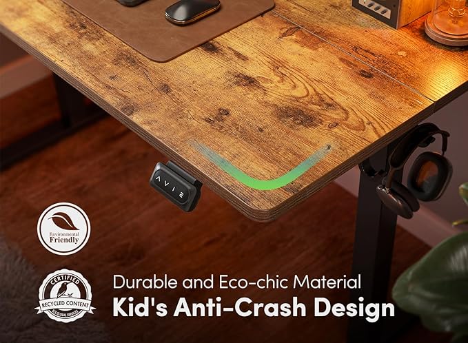 FEZIBO Electric Standing Desk, 60 x 24 Inches Height Adjustable Stand up Desk, Sit Stand Home Office Desk, Computer Desk, Rustic Brown - LeafyLoom