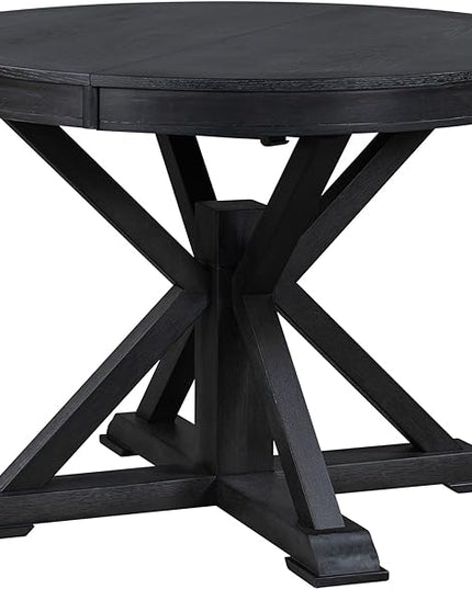 Retro Functional Extendable 12" Leaf, Adjustable Length, Easy to Assembly, Room, Kitchen, Espresso, 1 Piece Dining Table Set, Natural Wood Wash 6 - LeafyLoom