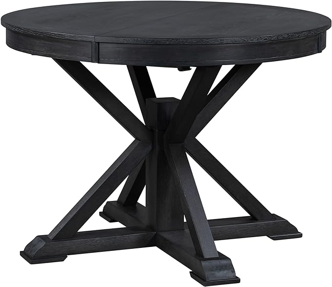 Retro Functional Extendable 12" Leaf, Adjustable Length, Easy to Assembly, Room, Kitchen, Espresso, 1 Piece Dining Table Set, Natural Wood Wash 6 - LeafyLoom