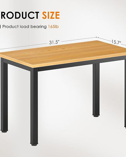 DlandHome 31.5 inches Small Computer Desk for Home Office Activity Table Writing Table for Small Spaces Study Table Student Laptop Desk Teak and Black DND-AC3BB-8040 - LeafyLoom