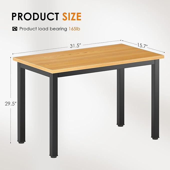 DlandHome 31.5 inches Small Computer Desk for Home Office Activity Table Writing Table for Small Spaces Study Table Student Laptop Desk Teak and Black DND-AC3BB-8040 - LeafyLoom