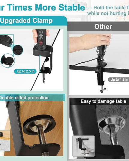 8X Magnifying Glass with Light and Clamp, 5 Color Modes Stepless Dimmable Lighted Magnifier with Stand, Flexible Gooseneck LED Desk Lamp Hands Free for Craft Reading Painting Hobby Close Work - LeafyLoom