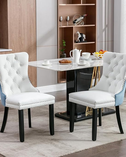 NicBex Haerin-SD-00106-LWJ Dining Chairs, 25.5"x19.7"x37.5", White and Blue - LeafyLoom