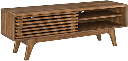 Modway Render 48" Mid-Century Modern Low Profile Media Console TV Stand, 48 Inch, Walnut - LeafyLoom