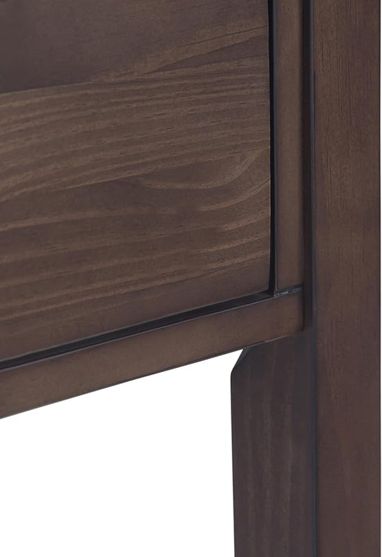 SIMPLIHOME Hollander SOLID WOOD 60 inch Wide Wide Console Sofa Entryway Table in Warm Walnut Brown with Storage, 3 Drawers , for the Living Room, Entryway and Bedroom - LeafyLoom