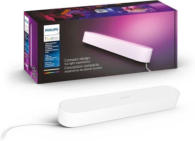 Philips Hue Smart Play Light Bar Base Kit, White - White & Color Ambiance LED Color-Changing Light - 1 Pack - Requires Bridge - Control with App - Works with Alexa, Google Assistant and Apple HomeKit PhilipsHue