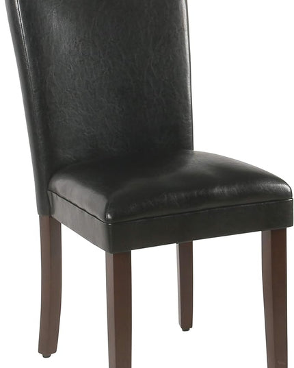 HomePop Parsons Upholstered Accent Dining Chair, Set of 2, Black Faux Leather - LeafyLoom